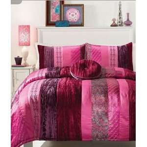 PEM America Bedding, Claire Pink 3 Piece Twin Comforter Bed in a Bag 