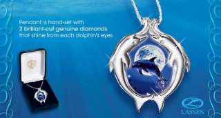 Christian Riese Lassen Moonlit Dance Dolphin Diamond Pendant Necklace 