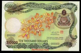 SINGAPORE   P8A   $10.000 / $10000   1973 ISSUE   REPRODUCTION/COPY 