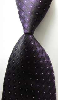 R02 Purple Check 100%Silk Classic Woven Mans Tie Necktie  