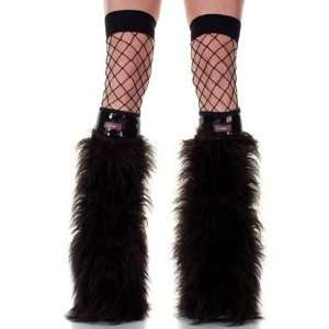  Sequin Black Faux Fur Fuzzy Furry Legwarmers Boot Covers 