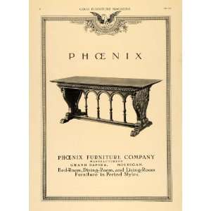   Ad Phoenix Furniture Wooden Carved Bench Table   Original Print Ad