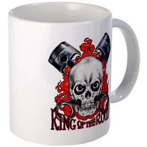  Mug (Coffee Drink Cup) King of the Road Skull Flames and 