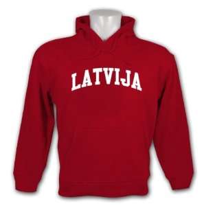  Latvia Patriotic Pullover Hoody (Maroon) Sports 