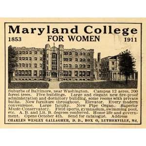  1911 Ad Maryland College for Women Lutherville Campus 