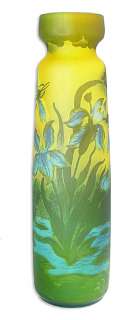 Huge Cameo Art Glass Vase with Dragonfly  