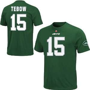 New York Jets Tim Tebow #15 Name & Number T Shirt (Green):  