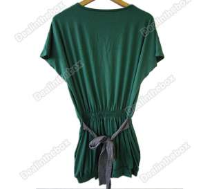  Fashion Batwing Dolman Short Sleeve Casual Cotton Mini Dress  