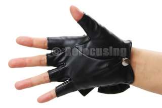 FAUX LEATHER BOW FINGERLESS STUDDED GLOVES  