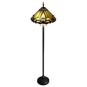 Amber Tiffany Style Victorian Floor Lamp   63 Tall