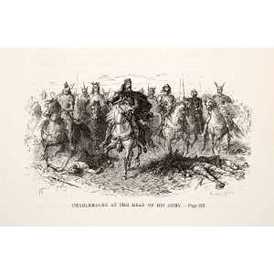  1875 Woodcut Alphonse Neuville Charlemagne Calvary Army 