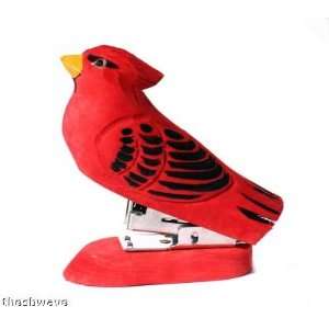    Hand Carved and Painted Wood Red Cardinal Stapler: Home & Kitchen