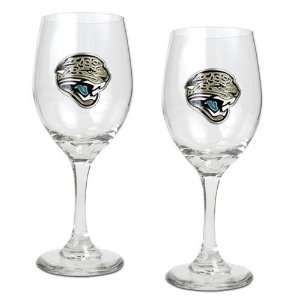 Jacksonville Jaguars NFL 2pc Wine Glass Set   Primary Logo  