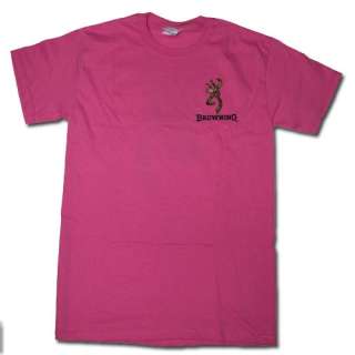   Pink Browning Camouflage Buckmark T Shirts   Logo Color Camo  