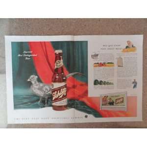 Schlitz Beer, Vintage 40s 2 full pages center fold print ad (did you 