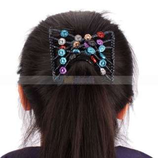 Pretty Colorful Flowers Stretchy Double Hair Combs Clip  