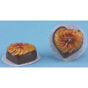    Dollhouse Miniature Orange Glazed Bakery Heart Cake: Toys & Games