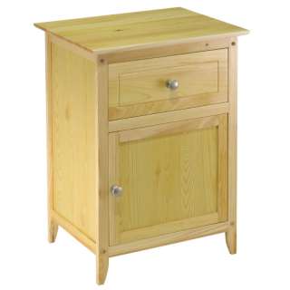 Shaker Style Natural Finish Night Stand Wood End Accent Table Drawer 