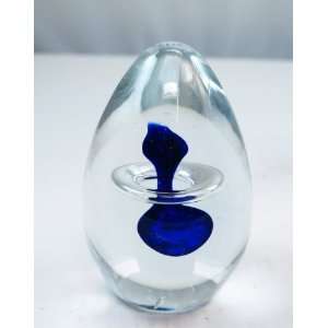  Murano Design Dark Blue Constricted by Clear Halo Egg 
