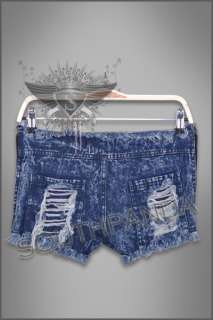SL296 Blue Stud Tear Zipper Punk EMO Shorts Pants Sexy  