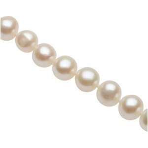   White Pearl Strand Bracelet, 8 MM   9 MM, Sterling Silver 7.75 Inches