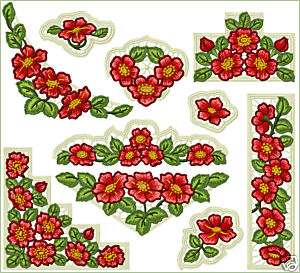 Wild Roses Lace machine embroidery designs 5x7 hoop  