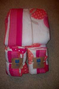 NWT POTTERY BARN Teen DOTTIE TWIN Quilt and 2 SHAMs PINK CORAL Orange 