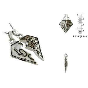    Sterling Silver Antique Look Shareable Love Pendant: Jewelry