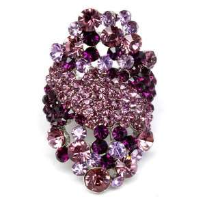   Crystal Studded Stretch Ring ~ Shades of Purple 