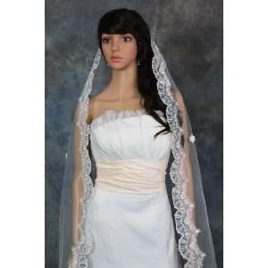  1t White Waltz Thick Lace Mantilla Wedding Veil Beauty