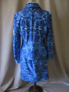 JUST CAVALLI Water Blue Skirt Suit w/Dragonfly Sz 44  