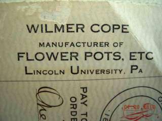 1924 antique COPE CHECKBOOK flower pot LINCOLN UNIV PA  