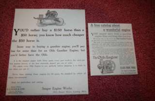 OLD Awesome 1910 era Seager Stationary Engine Ads  