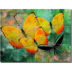 Yellow Butterfly Fantasy by Melinda Bradshaw   18 x 24 Ceramic Tile 