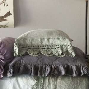  Linen Pillow Case with Crochet Lace: Home & Kitchen