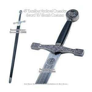  45 Excalibur Medieval Crusader Knight Sword With Sheath 