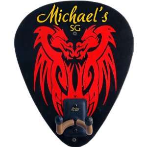  Guitar Hanger with Dragons Pick Shape Personalized 13x11 