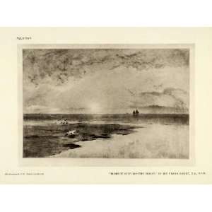  1917 Print Frank Short Art Sunrise Whitby Scaur Coastal 