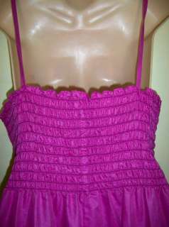 Vintage Purple Pink PinUp Smocked Sun Dress Sundress L  