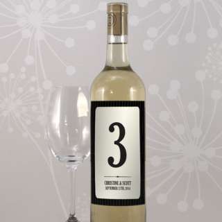 Wedding Personalized Table Number Wine/Champagne Bottle Adhesive Label 