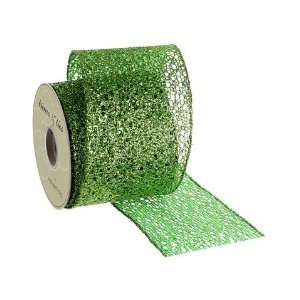  4Wx10yd Mesh Laser Glitter Ribbon Green (Pack of 6)