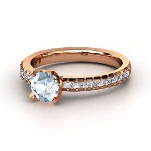  Sabrina Ring, Round Aquamarine 14K Rose Gold Ring with 