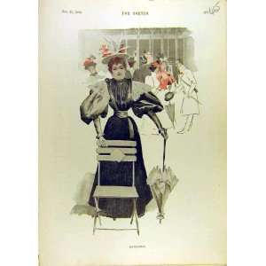  1896 Sandown Races Lady Sketch Woman Old Print: Home 