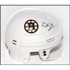 David Krejci Autographed Boston Bruins White Mini Helmet   Autographed 