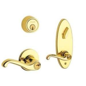    605 Bright Brass Entrance Double Locking Interconnected Flair Handle