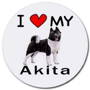  I Love My Akita Round Mouse Pad