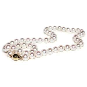 HinsonGayle AAA 7.5 8.0mm White Cultured Pearl Necklace (14k Yellow 