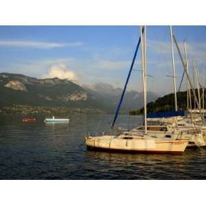 Sailing Boats in Evening Light, Moored on Lake Annecy, Rhone Alpes 