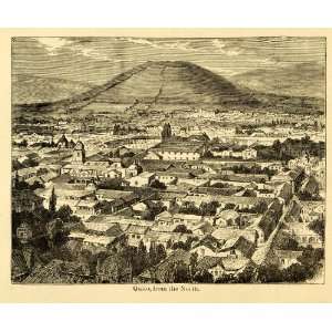   City Volcano Andes Town Valley   Original Lithograph