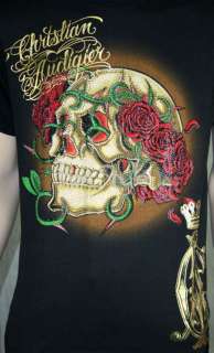 Christian Audigier Skull Roses STONES T SHIRT BLACK XXL  